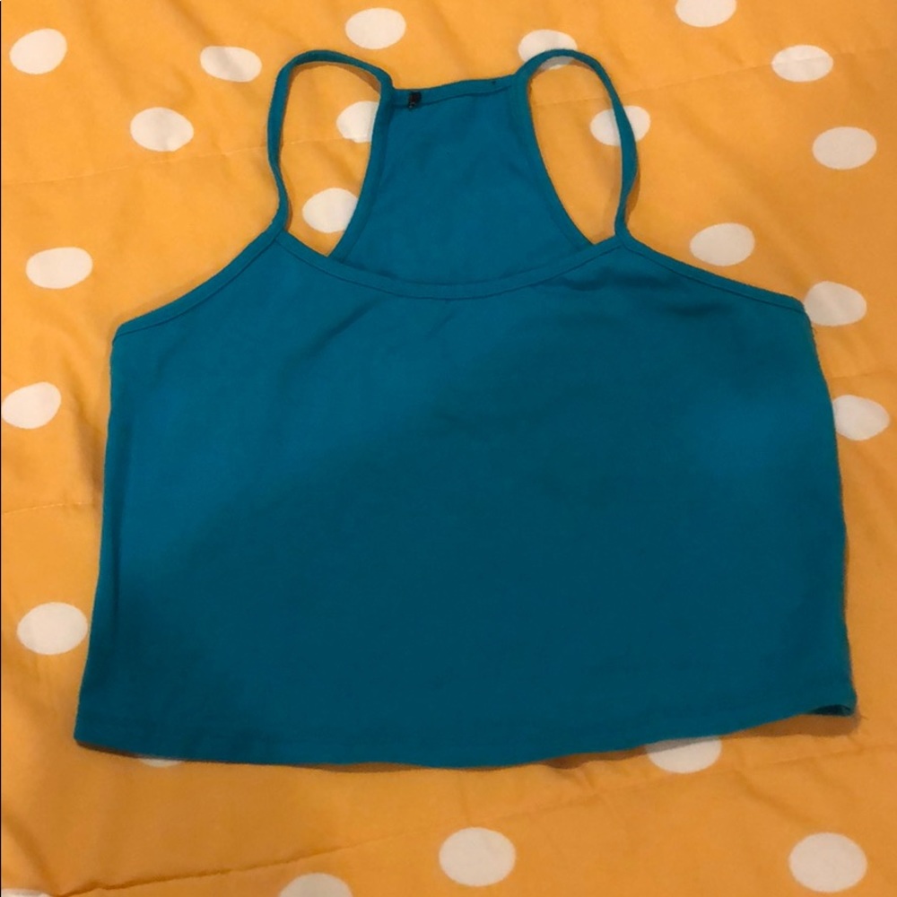 Teal Racerback Cropped Tank Top